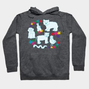 Blue animals lineart pattern Hoodie